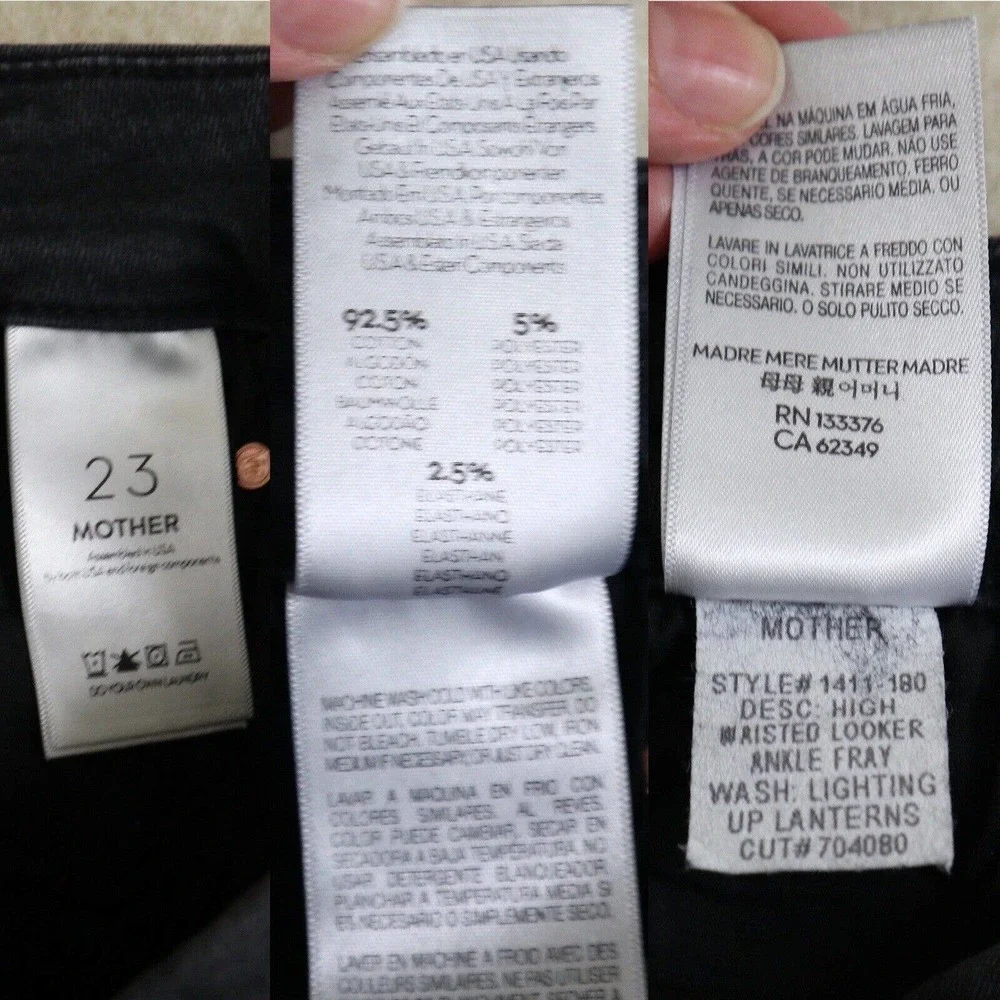 MOTHER Size 23 High Waisted Looker Ankle Fray Jeans Lighting Up Lanterns Black - Picture 11 of 11